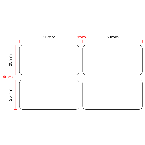 Etiqueta de transferencia térmica 50 x 25
