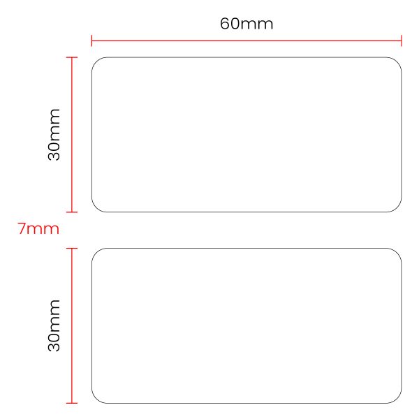 Etiqueta de transferencia térmica 60 x 30